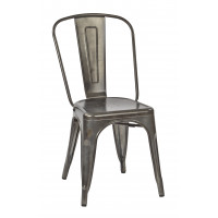 OSP Home Furnishings BRW29A4-C210-1 Bristow Armless Chair, Matte Galvanized Finish, 4 Pack
